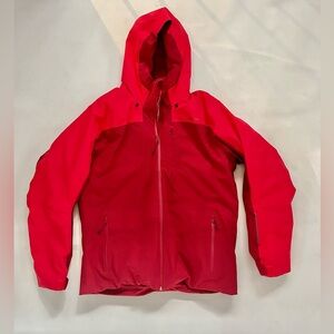 Mens Decathalon Wedze puffer lined down ski jacket in red and burgundy size XL